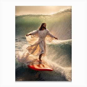 Jesus Surfs Canvas Print