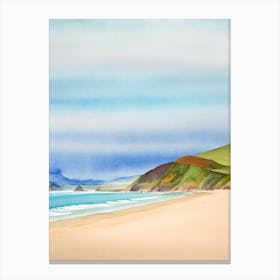 Rhossili Bay 2, Gower Peninsula, Wales Watercolour Canvas Print