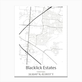 Blacklick Estates,United States Minimalist Map 1 Canvas Print