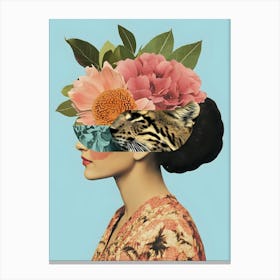 Woman With Flowers On Her Head 1 Canvas Print