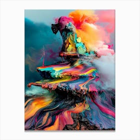 Abstract Painting Rainbow Vulcano Canvas Print