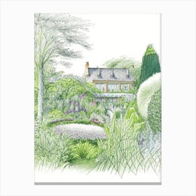 Hidcote Manor Garden, United Kingdom Vintage Pencil Drawing Canvas Print