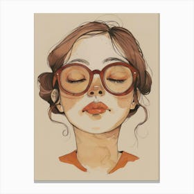 Girl With Glasses Canvas Print