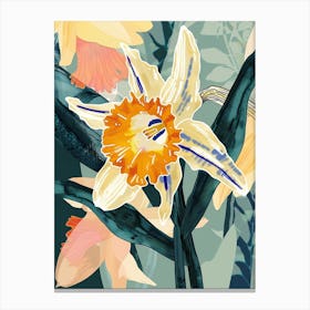 Colourful Flower Illustration Daffodil 2 Canvas Print