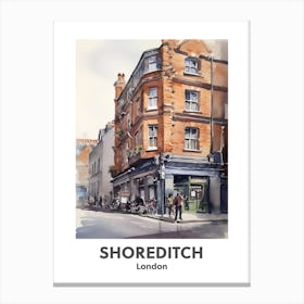 Shoreditch, London 4 Watercolour Travel Poster Canvas Print