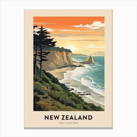 West Coast Trail New Zealand 4 Vintage Hiking Travel Poster Canvas Print