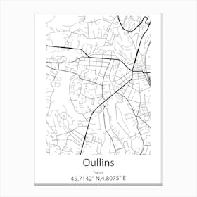 Oullins,France Minimalist Map Canvas Print