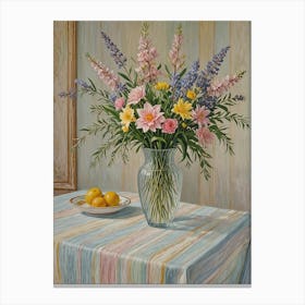 Vase Of Pastel Flowers Canvas Print