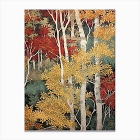 White Birch 2 Vintage Autumn Tree Print  Canvas Print