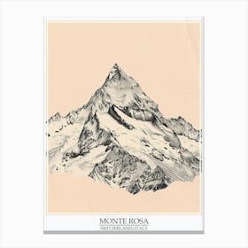 Monte Rosa Switzerland Italy Color Line Drawing 8 Poster Canvas Print