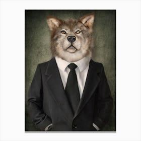 Wolf In Suit Canvas Print