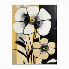 Flowers In Black And White Canvas Print