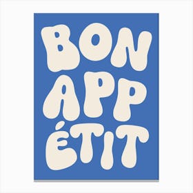 Bon Appetit - White & Blue Canvas Print