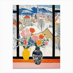 The Windowsill Of Ljubljana   Slovenia Snow Inspired By Matisse 3 Canvas Print