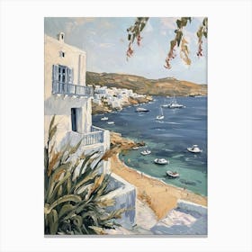 Mykonos Coast Kitsch Brushstrokes  2 Canvas Print