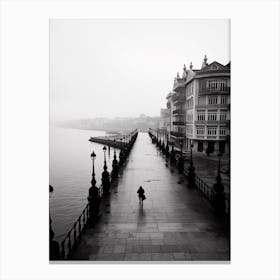Santander, Spain, Black And White Analogue Photography 4 Canvas Print