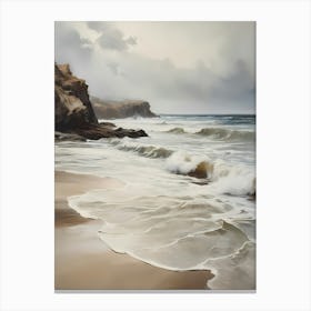 Vintage Neutral Beach Painting (29) Canvas Print