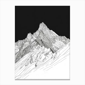 Tryfan Mountain Line Drawing 6 Canvas Print