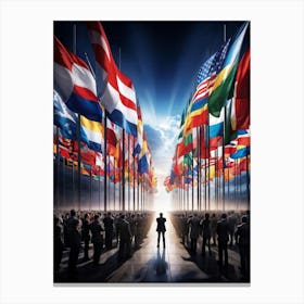 A Monumental Assembly Of Global Country Flags Arranged In A Harmonious Panorama Of Unity And Divers (7) Canvas Print