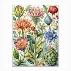 Surreal Botanical Watercolor In A Dreamlike Garden Large Scale Botanical Painting Canvas Print