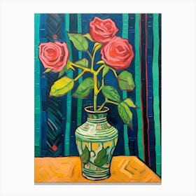 Flowers In A Vase Still Life Painting Rose 2 Canvas Print
