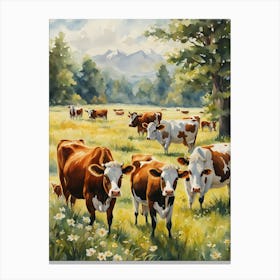 Cows In The Meadow Canvas Print