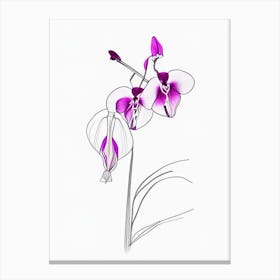 Orchid Floral Minimal Line Drawing 4 Flower Canvas Print