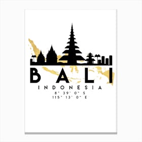 Bali Indonesia Silhouette City Skyline Map Canvas Print