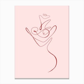 One line Pink Nude 1 Canvas Print