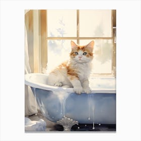 Turkish Cat In Bathtub Bathroom 7 Canvas Print