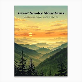 Great Smoky Mountains National Park Tennessee Digital Travel Illustration Canvas Print