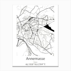 Annemasse,France Minimalist Map Canvas Print