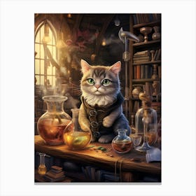 Cute Cat Alchemist With Potions 2 Canvas Print