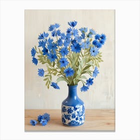 Blue Flowers In A Vase 1 Canvas Print