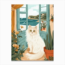 Persian Cat Storybook Illustration 1 Canvas Print