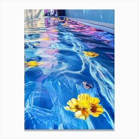 Pool With Yellow Flowers Art Canvas Print