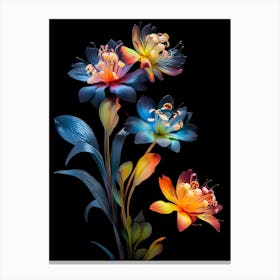 Flowers On A Black Background 1 Canvas Print