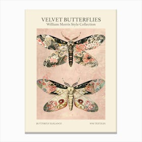 Velvet Butterflies Collection Butterfly Elegance William Morris Style 1 Canvas Print