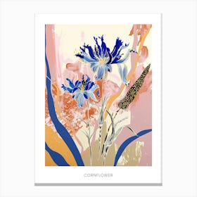 Colourful Flower Illustration Poster Cornflower 4 Canvas Print