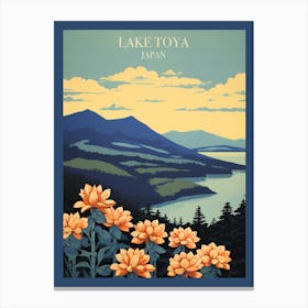 Lake Toya, Japan Vintage Travel Art 4 Poster Canvas Print