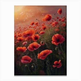 Poppies At Sunset 1 Canvas Print