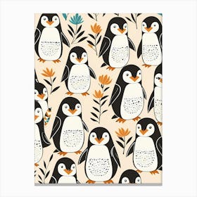 Floral Cute Baby Penguin Nursery (13) Canvas Print
