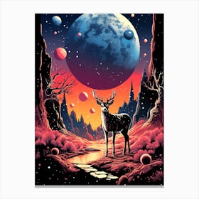 Deer In The Night Sky Canvas Print