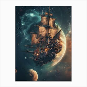 Fantasy Ship Floating in the Galaxy 7 Canvas Print