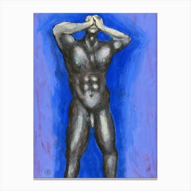 Despair - man male nude homoerotic blue naked man vertical Canvas Print