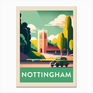 Nottingham Vintage Travel Poster Canvas Print