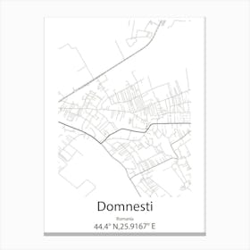 Domnesti,Romania Minimalist Map Canvas Print