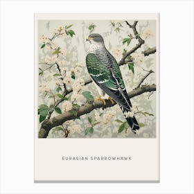 Ohara Koson Inspired Bird Painting Eurasian Sparrowhawk 2 Poster Canvas Print