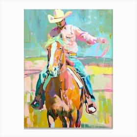 Blue And Yellow Cowboy Painting 7 Canvas Print