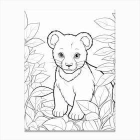 Line Art Jungle Animal Black Panther 4 Canvas Print